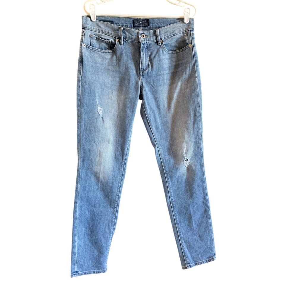 Lucky Brand Sz 10 Charlie Skinny Jeans Medium Light Wash Light Distressing Denim